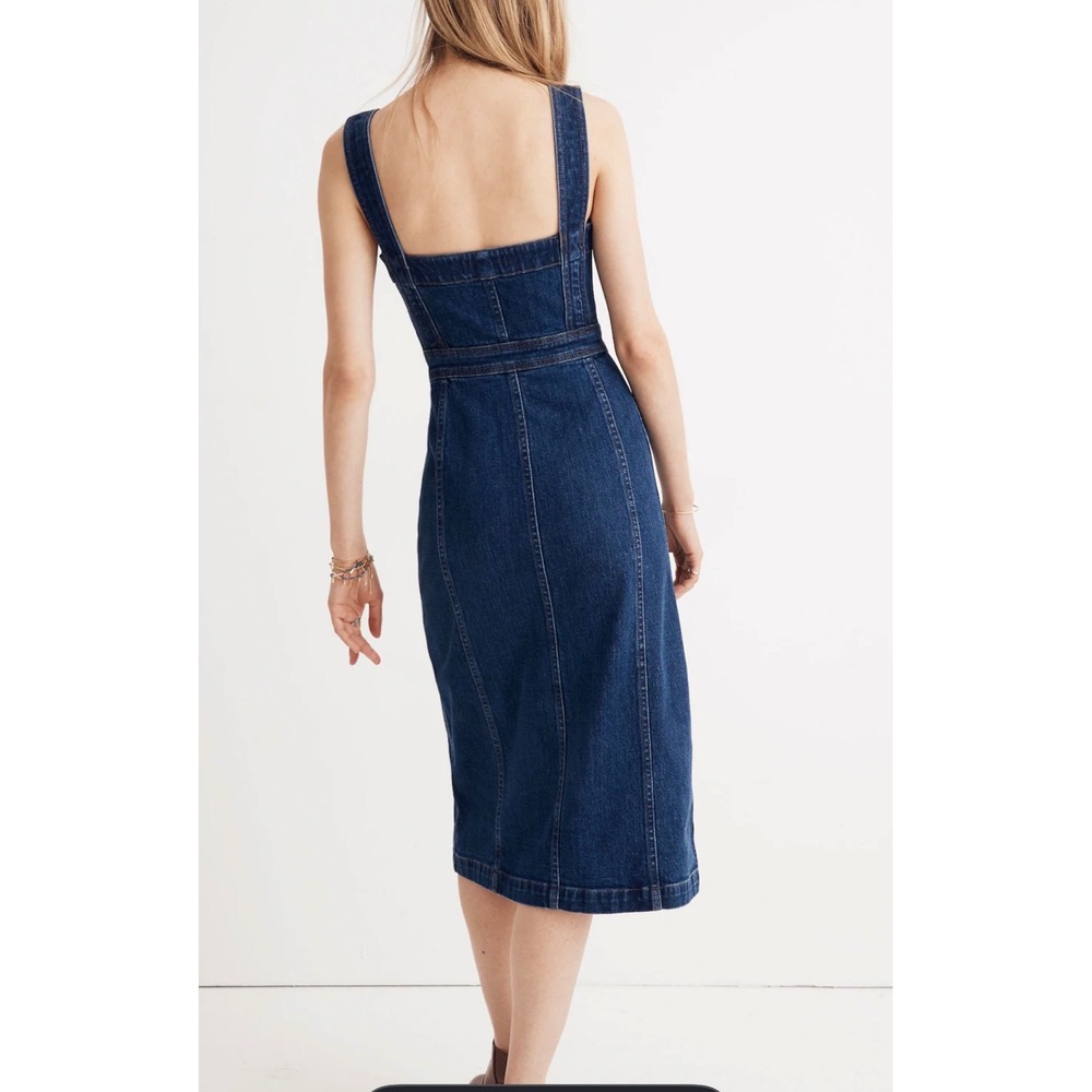 Madewell Denim Sz 8 Jean Button Midi Overall Jumper Cowgirl Cottagecore Dress - Picture 2 of 11